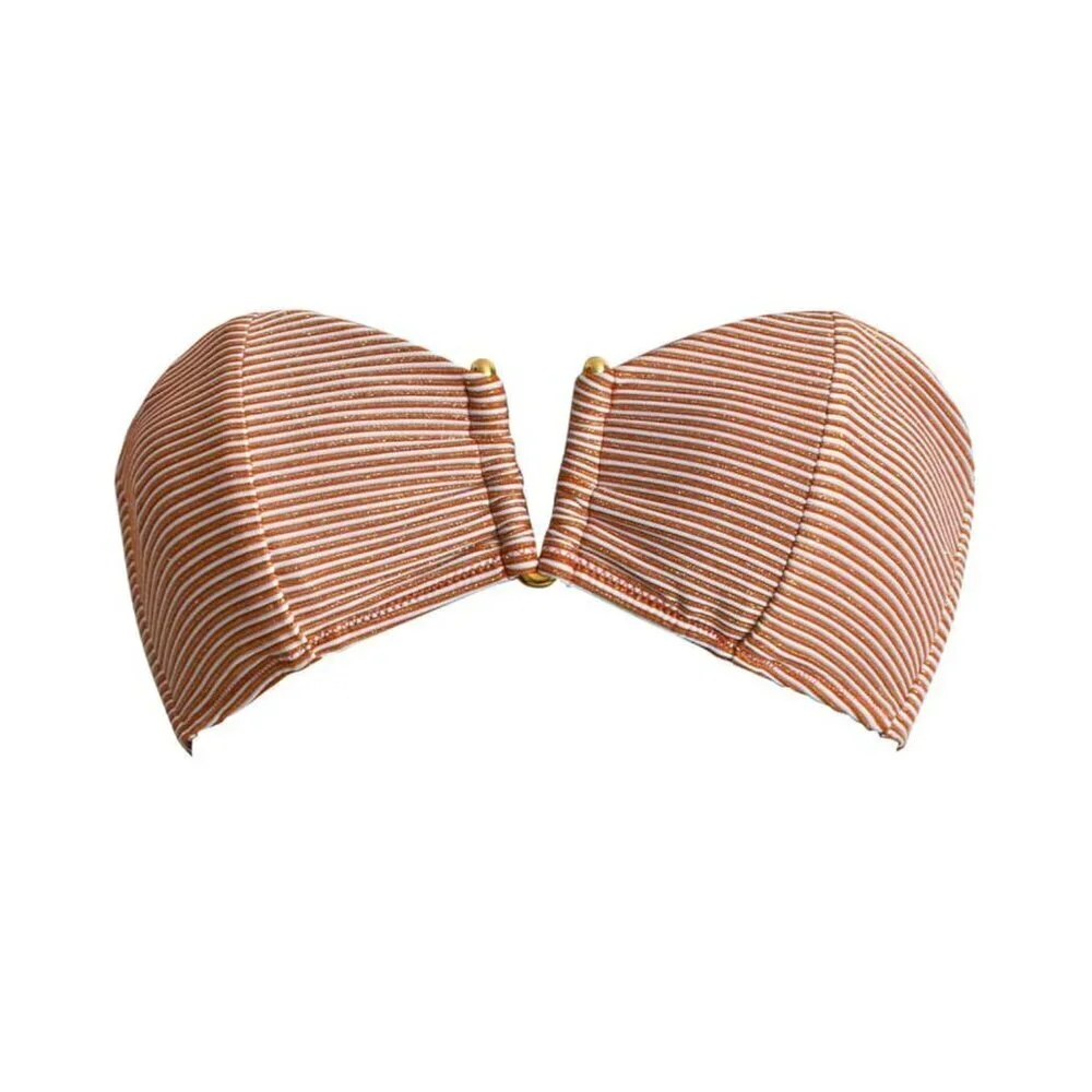 NWT PilyQ Aperol Stripe V Bandeau Bikini Top Sz. L